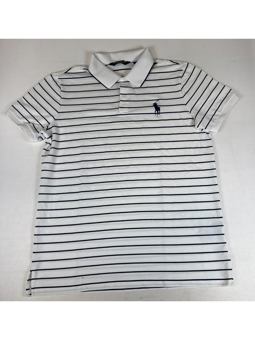 Polo Golf Ralph Lauren Men XL Polo Shirt White Navy Striped Pima Pro Fit